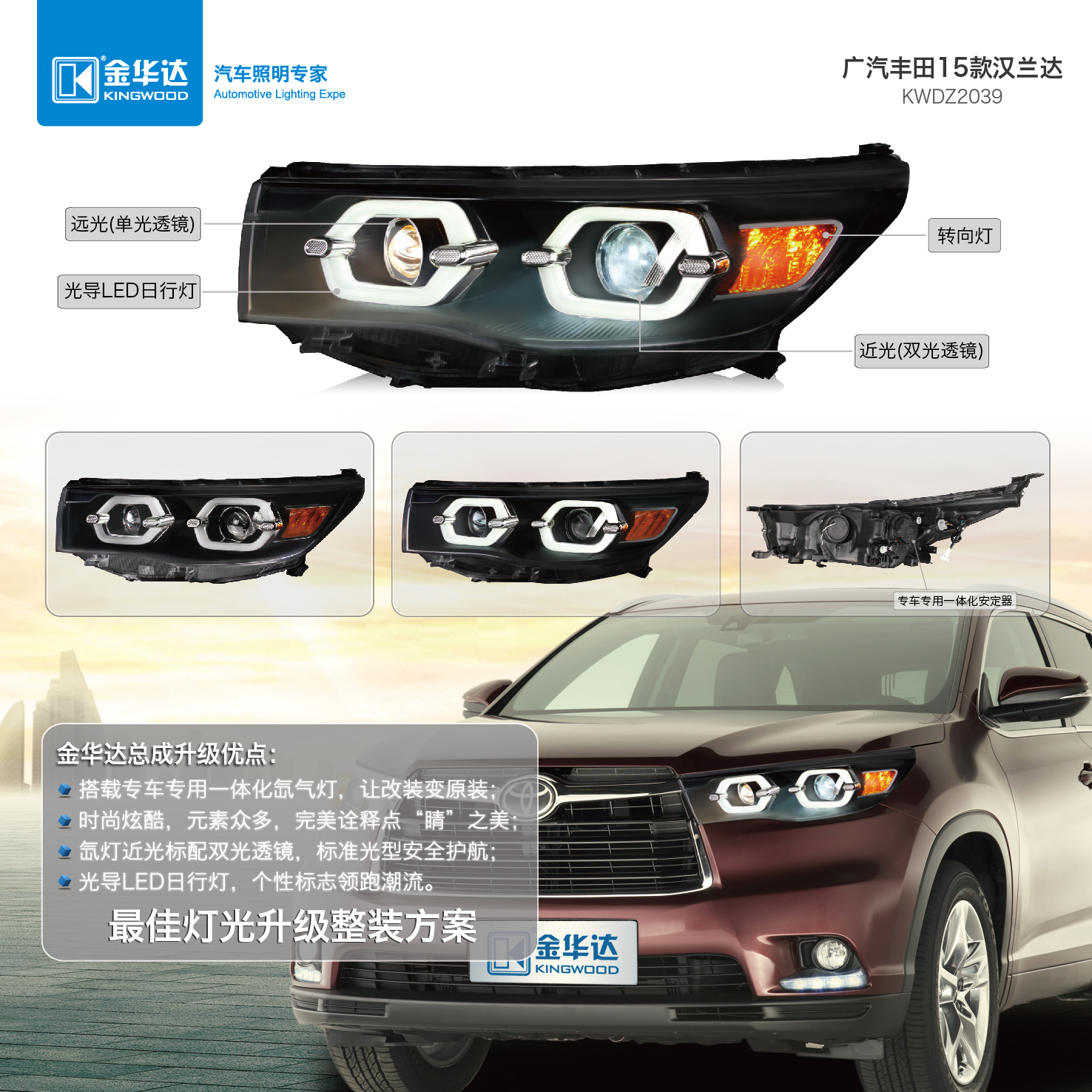 豐田新漢蘭達Q5透鏡升高配大燈總成03