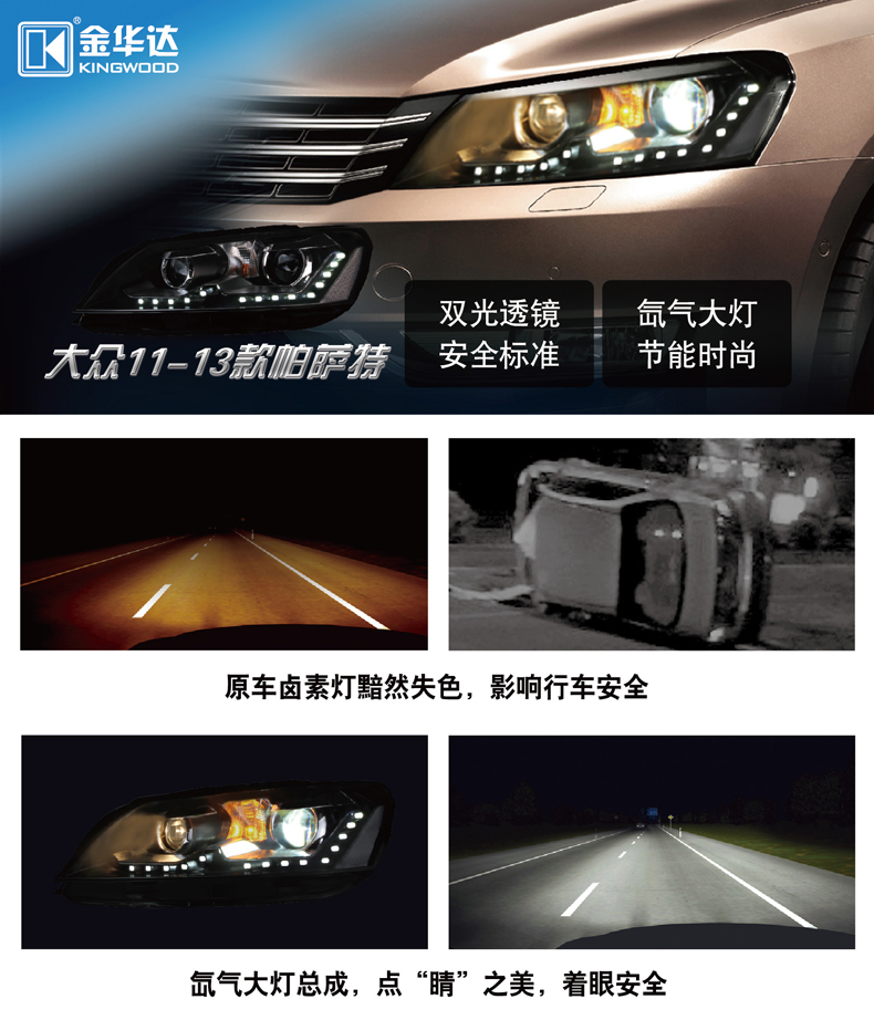 大眾款帕薩特天使眼雙光透鏡大燈總成01