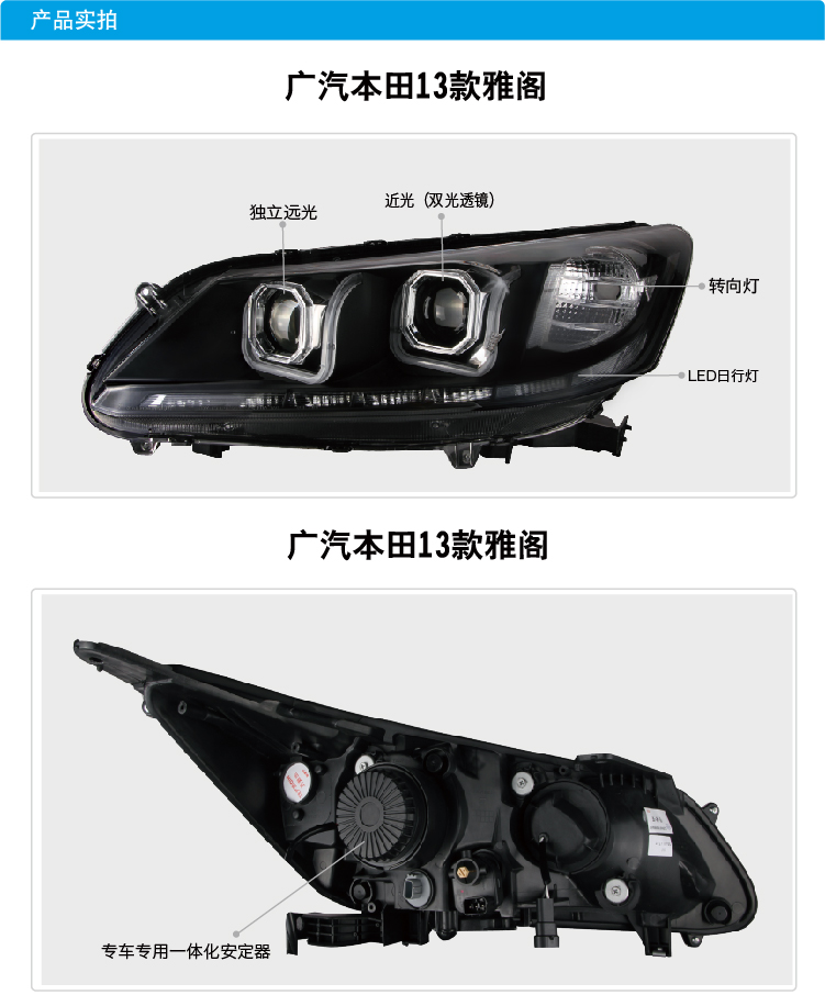 本田13款雅閣雙光透鏡大燈總成03