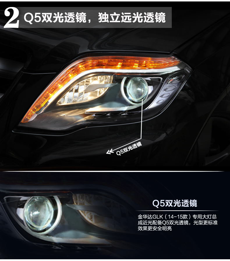 奔馳11款GLK雙光透鏡氙氣大燈總成02